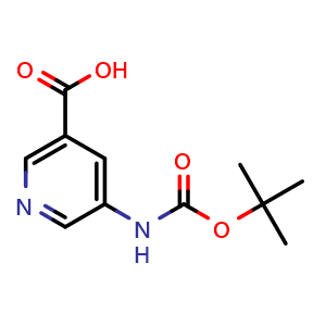 Chemical structure of 5-((tert-Butoxycarbonyl)amino)nicotinic acid , CAS 337904-92-4, AChemBlock W169926
