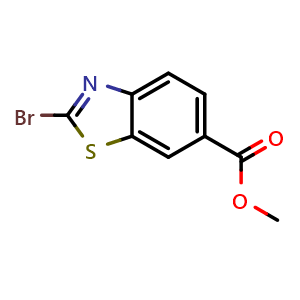 Chemical structure of 2-Bromobenzothiazole-6-carboxylic acid methyl ester , CAS 1024583-33-2, AChemBlock W169929