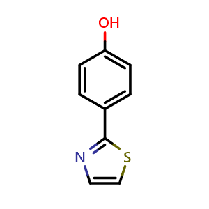 Chemical structure of 4-(2-Thiazolyl)phenol , CAS 81015-49-8, AChemBlock W169946