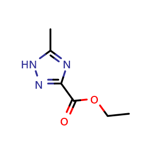 Chemical structure of Ethyl 5-methyl-1H-1,2,4-triazole-3-carboxylate , CAS 40253-47-2, AChemBlock W169956