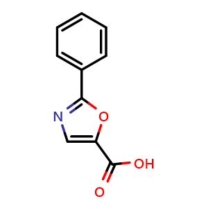 Chemical structure of 2-Phenyloxazole-5-carboxylic acid , CAS 106833-79-8, AChemBlock W169993