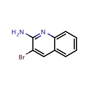 Chemical structure of 3-Bromoquinolin-2-amine , CAS 36825-31-7, AChemBlock W169998