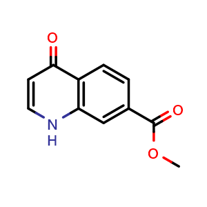 Chemical structure of Methyl 4-oxo-1,4-dihydroquinoline-7-carboxylate , CAS 863785-96-0, AChemBlock W169999