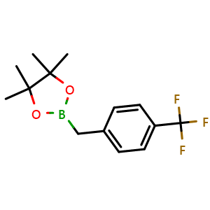Chemical structure of 4,4,5,5-Tetramethyl-2-(4-(trifluoromethyl)benzyl)-1,3,2-dioxaborolane , CAS 475250-46-5, AChemBlock W170008