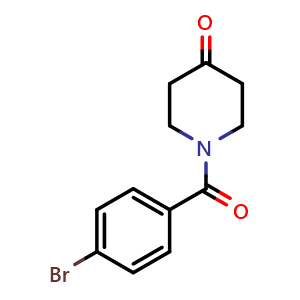 Chemical structure of 1-(4-Bromobenzoyl)piperidin-4-one , CAS 885274-92-0, AChemBlock W170051