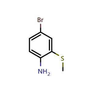 Chemical structure of 4-Bromo-2-(methylthio)aniline , CAS 475089-07-7, AChemBlock W170052