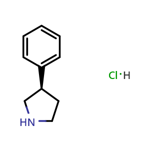 Chemical structure of (R)-3-Phenylpyrrolidine hydrochloride , CAS 851000-46-9, AChemBlock W170054