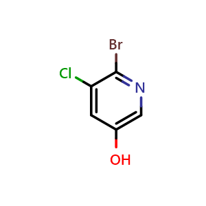 Chemical structure of 2-Bromo-3-chloro-5-hydroxypyridine , CAS 130284-56-9, AChemBlock W170087