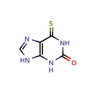 Chemical structure of 6-Thioxo-1,3,6,9-tetrahydro-2H-purin-2-one , CAS 2002-59-7, AChemBlock W170091