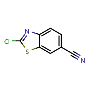 Chemical structure of 2-chloro-1,3-benzothiazole-6-carbonitrile , CAS 80945-83-1, AChemBlock W170101