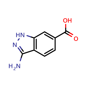 Chemical structure of 3-Amino-1H-indazole-6-carboxylic acid , CAS 871709-92-1, AChemBlock W170104