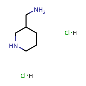 Chemical structure of Piperidin-3-ylmethanamine dihydrochloride , CAS 71766-76-2, AChemBlock W170110