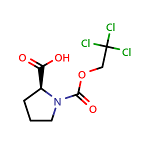Chemical structure of ((2,2,2-Trichloroethoxy)carbonyl)-L-proline , CAS 37888-34-9, AChemBlock W170111