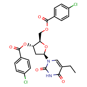 Chemical structure of 1-(3,5-Di-O-p-chlorobenzoyl-2-deoxy-beta-D-ribofuranosyl)-5-ethyluracil , CAS 25137-84-2, AChemBlock W170112