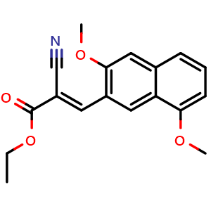 Chemical structure of Ethyl 2-cyano-3-(3,8-dimethoxynaphthalen-2-yl)prop-2-enoate , CAS 288389-23-1, AChemBlock W170135