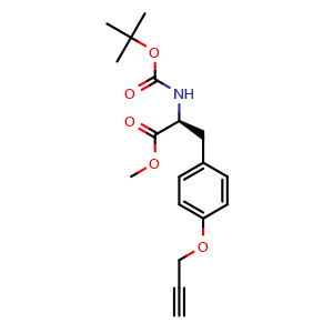 Chemical structure of Methyl (S)-2-((tert-butoxycarbonyl)amino)-3-(4-(prop-2-yn-1-yloxy)phenyl)propanoate , CAS 949894-57-9, AChemBlock W170147