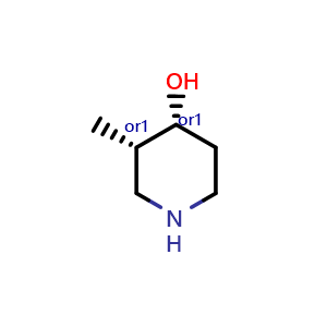 Chemical structure of cis-4-Hydroxy-3-methylpiperidine , CAS 36173-52-1, AChemBlock W170148