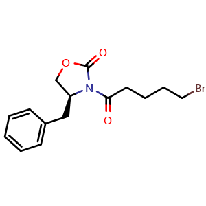 Chemical structure of (S)-4-Benzyl-3-(5-bromopentanoyl)oxazolidin-2-one , CAS 156699-37-5, AChemBlock W170150