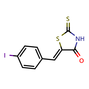 Chemical structure of (Z)-5-(4-iodobenzylidene)-2-thioxothiazolidin-4-one , CAS 181765-52-6, AChemBlock W170155