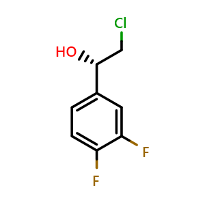 Chemical structure of (S)-2-Chloro-1-(3,4-difluorophenyl)ethanol , CAS 1006376-60-8, AChemBlock W170157