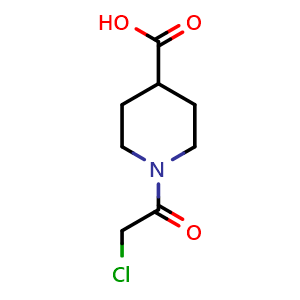 Chemical structure of 1-Chloroacetylpiperidine-4-carboxylic acid , CAS 318280-69-2, AChemBlock W170162