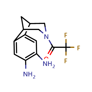 Chemical structure of 1-(7,8-Diamino-1,2,4,5-tetrahydro-1,5-methano-3H-3-benzazepin-3-yl)-2,2,2-trifluoroethanone , CAS 230615-69-7, AChemBlock W170175
