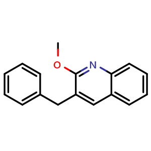Chemical structure of 3-Benzyl-2-methoxyquinoline , CAS 1381767-10-7, AChemBlock W170189