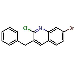 Chemical structure of 3-Benzyl-7-bromo-2-chloroquinoline , CAS 918518-81-7, AChemBlock W170193