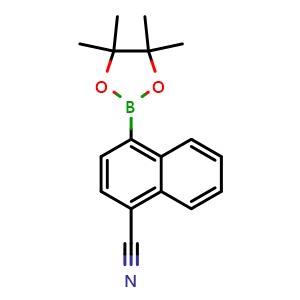 Chemical structure of 4-(4,4,5,5-Tetramethyl-1,3,2-dioxaborolan-2-yl)-1-naphthonitrile , CAS 1352794-90-1, AChemBlock W170198