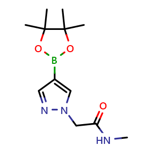 Chemical structure of N-Methyl-4-(4,4,5,5-tetramethyl-1,3,2-dioxaborolan-2-yl)-1H-pyrazole-1-acetamide , CAS 1346245-52-0, AChemBlock W170216