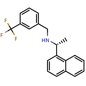 Chemical structure of (R)-1-(naphthalen-1-yl)-N-(3-(trifluoromethyl)benzyl)ethan-1-amine , CAS 1229512-52-0, AChemBlock W170226