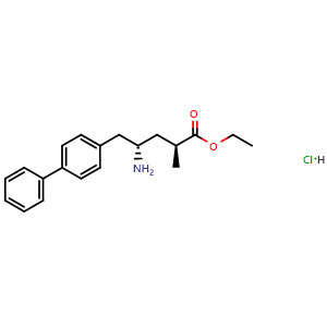 Chemical structure of (2S,4S)-4-Amino-5-(biphenyl-4-yl)-2-methylpentanoic acid ethyl ester hydrochloride , CAS 149690-13-1, AChemBlock W170231