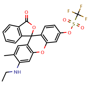 Chemical structure of 3'-(Ethylamino)-2'-methyl-3-oxo-3H-spiro[isobenzofuran-1,9'-xanthen]-6'-yl trifluoromethanesulfonate , CAS 1403936-34-4, AChemBlock W170239