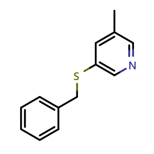 Chemical structure of 3-Methyl-5-[(phenylmethyl)thio]pyridine , CAS 1210868-05-5, AChemBlock W170271