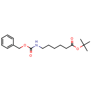 Chemical structure of 6-[[(Benzyloxy)carbonyl]amino]hexanoic acid tert-butyl ester , CAS 158141-67-4, AChemBlock W170272
