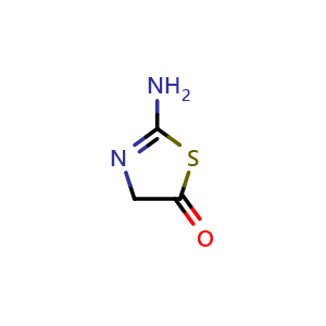 Chemical structure of 2-Amino-2-thiazolin-5-one , CAS 81760-27-2, AChemBlock W170273