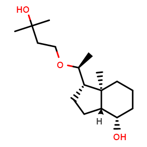 Chemical structure of (1S,3aR,4S,7aS)-1-((S)-1-(3-hydroxy-3-methylbutoxy)ethyl)-7a-methyloctahydro-1H-inden-4-ol , CAS 192573-37-8, AChemBlock W170280