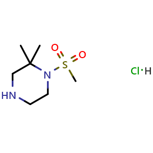 Chemical structure of 1-Methylsulfonyl-2,2-dimethylpiperazine hydrochloride , CAS 956034-43-8, AChemBlock W170281