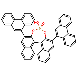 Chemical structure of (11bS)-4-Hydroxy-2,6-di(phenanthren-9-yl)dinaphtho[2,1-d:1',2'-f][1,3,2]dioxaphosphepine 4-oxide , CAS 1043567-32-3, AChemBlock W170295