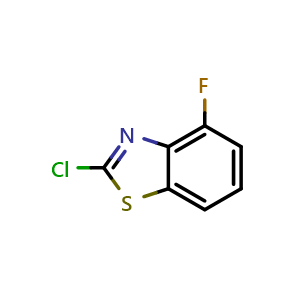 Chemical structure of 2-chloro-4-fluoro-1,3-benzothiazole , CAS 182344-56-5, AChemBlock W170339