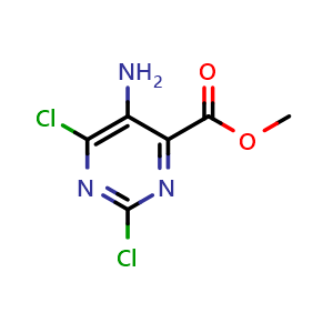 Chemical structure of Methyl 5-amino-2,6-dichloropyrimidine-4-carboxylate , CAS 502184-51-2, AChemBlock W170422