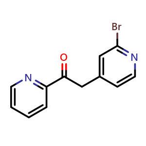 Chemical structure of 2-(2-Bromopyridin-4-yl)-1-(pyridin-2-yl)ethanone , CAS 446852-65-9, AChemBlock W170439