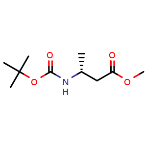 Chemical structure of Methyl (R)-3-((tert-butoxycarbonyl)amino)butanoate , CAS 159877-47-1, AChemBlock W170456