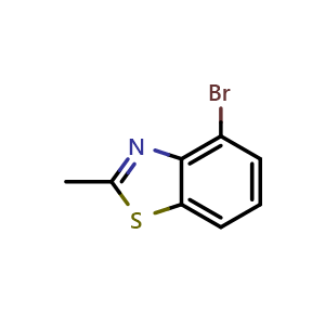 Chemical structure of 4-Bromo-2-methylbenzo[d]thiazole , CAS 112146-10-8, AChemBlock W170471