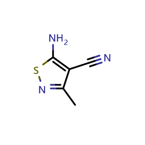 Chemical structure of 5-Amino-3-methylisothiazole-4-carbonitrile , CAS 41808-35-9, AChemBlock W170475