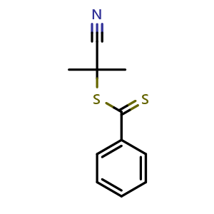Chemical structure of 2-Cyanopropan-2-yl benzodithioate , CAS 201611-85-0, AChemBlock W170498
