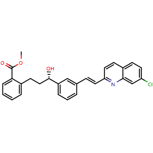 Chemical structure of Methyl (S)-2-(3-(3-(2-(7-chloroquinolin-2-yl)vinyl)phenyl)-3-hydroxypropyl)benzoate , CAS 142569-69-5, AChemBlock W170499