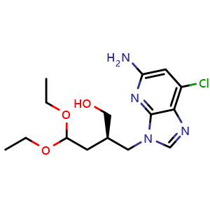 Chemical structure of (R)-2-((5-Amino-7-chloro-3H-imidazo[4,5-b]pyridin-3-yl)methyl)-4,4-diethoxybutan-1-ol , CAS 2438856-21-2, AChemBlock W170518