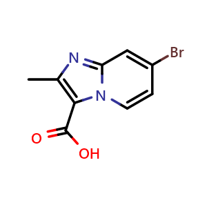 Chemical structure of 7-Bromo-2-methylimidazo[1,2-a]-pyridine-3-carboxylic acid , CAS 1159831-07-8, AChemBlock W170524