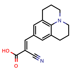 Chemical structure of 9-(2-Carboxy-2-cyanovinyl)julolidine , CAS 142978-18-5, AChemBlock W170539